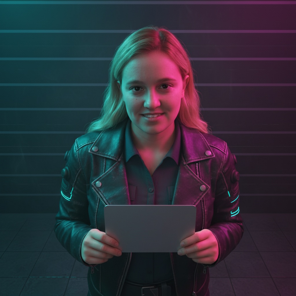 Cyberpunk Neon Mugshot